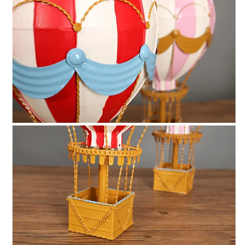 Aqumotic Hanging Hot Air Balloon Decoration Hanging Iron Metal Artwork Travel Charm Romantic Kids Favor Cartoon Balloons Stand