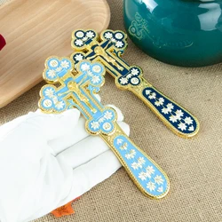 HTISOK Orthodox Church Cross Gold Plated Colorful Enamel Jesus icon Cross INRI Crucifix Single Face Jesus Religious Gift