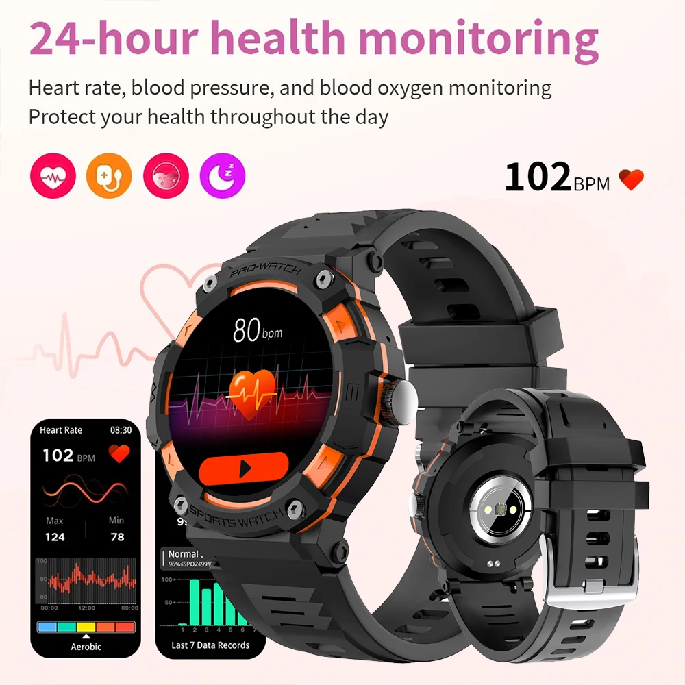 Fashionab Outdoors Watch Baron 1.39”HD 240*240 Bluetooth Call Health Monitoring Game Heart Rate Diy Faces Step Count Smartwatche