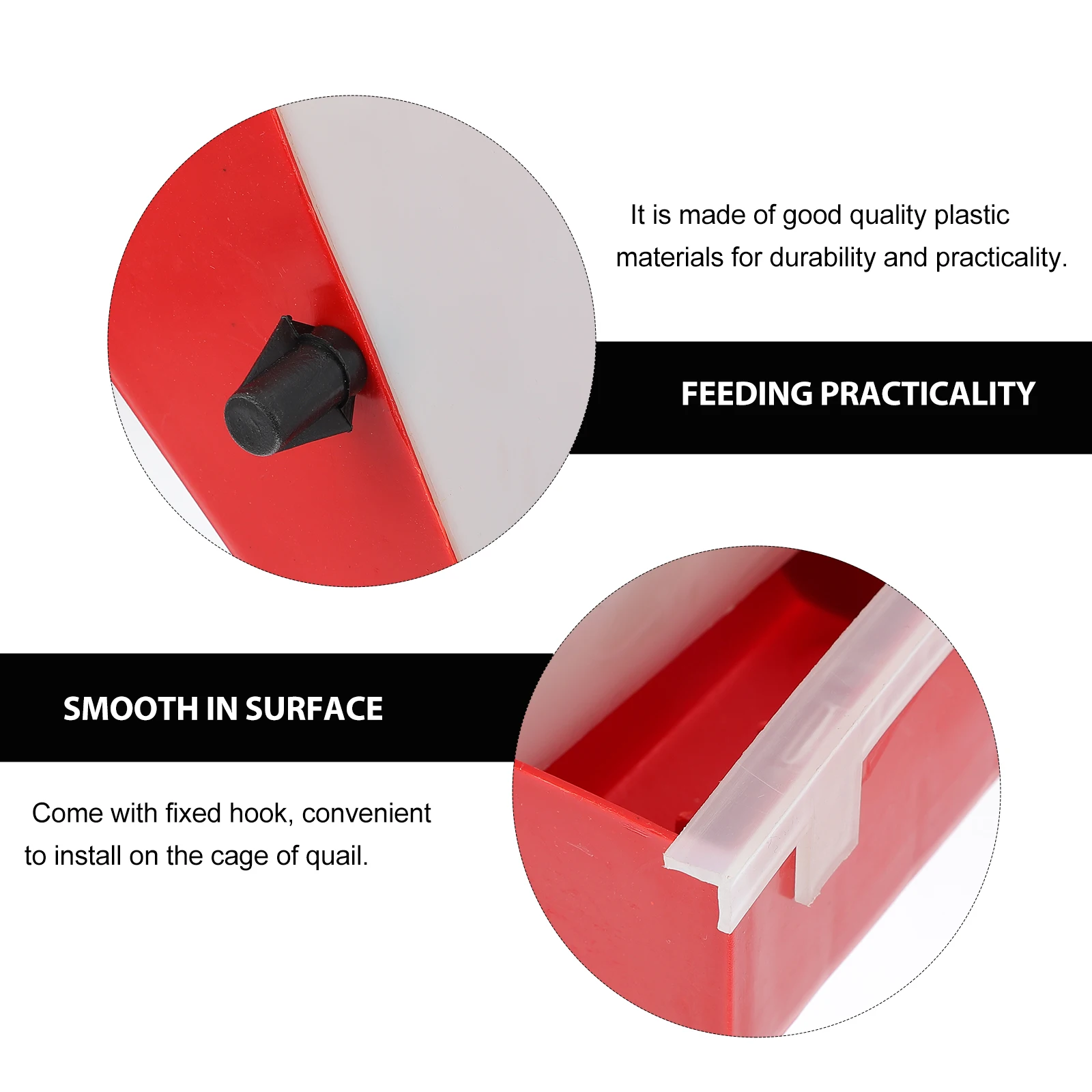 

1pc Automatic Feeding Box 36cm Red Quail Cage Accessories Large Capacity Poultry Feeders Easy Clean Durable Plastic