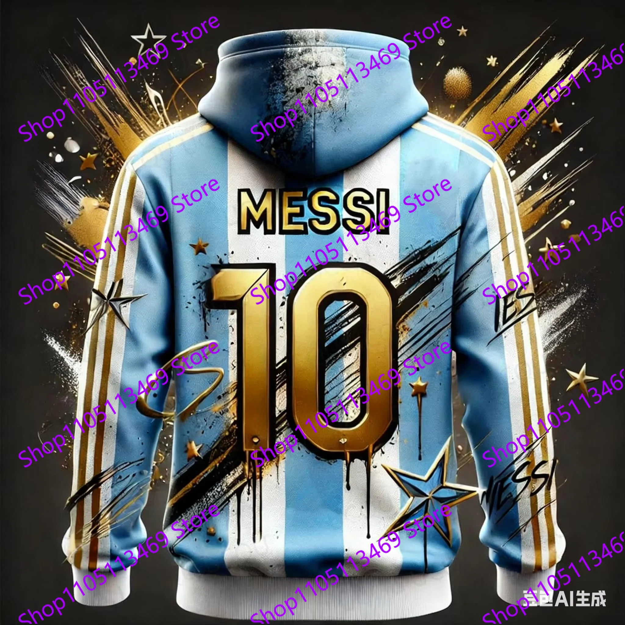 ESSI 10 AI تصميم طويل الأكمام الكتابة على الجدران لكرة القدم هوديي زوجين الخريف الشتاء التدريب أعلى طبعة خاصة التذكارية Sportswea #2