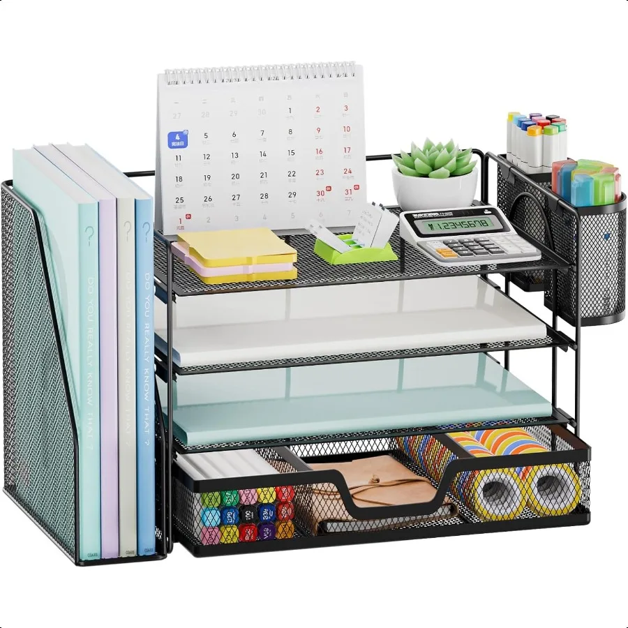 

Marbrasse Desk Organizer and Accories4Tier Paper Letter Tray Organizer with File Holder Desk Accories Workspace Organizers with