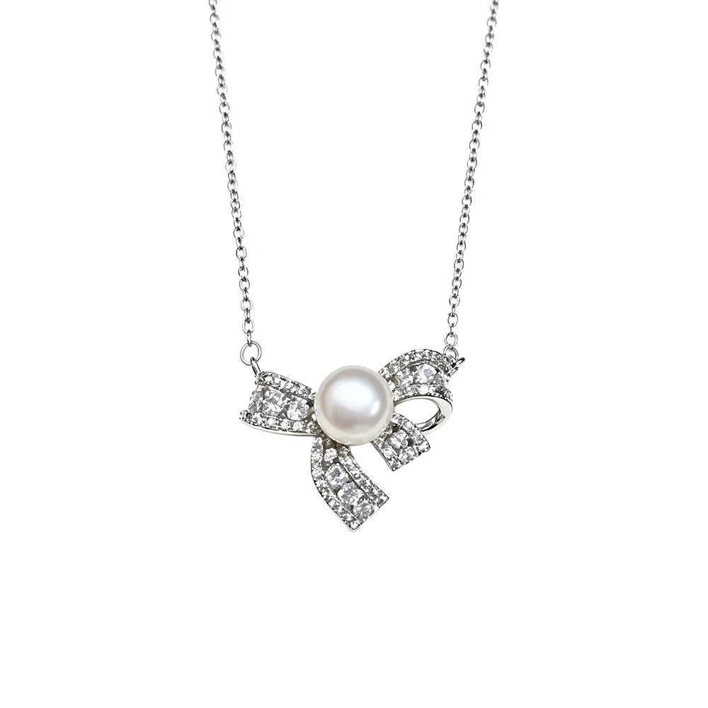 Hochzeitsanhänger aus 925er Silber mit Naturperle für Damen, eleganter Süßwasserperlen-Anhänger, Schmuck, Geschenk für Ehefrau, Mutter, Jahrestag, Weiß, Schwarz – Detail 1