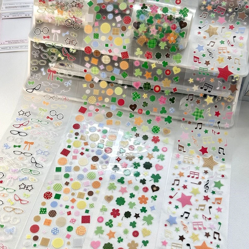 PET Doodle Sticker Tapes Clover Stickers Glasses Idol Cards Deco Salt Style Scrapbook Journal DIY Decor Supplies