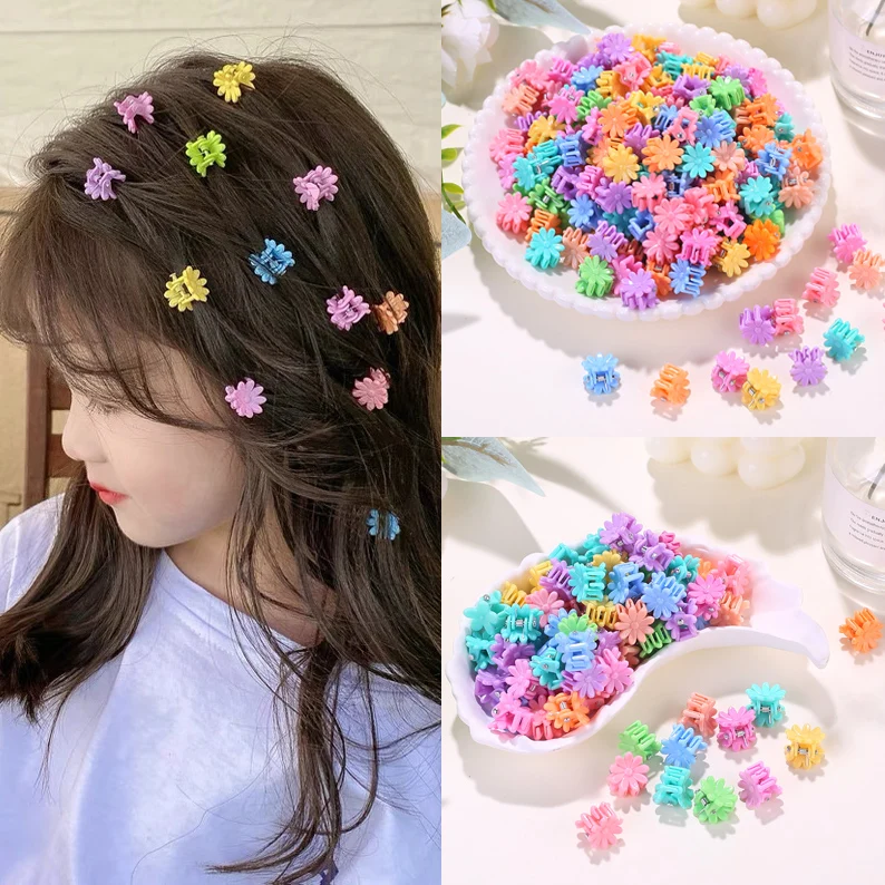 30/50/100Pcs Spring‑Colored Daisy Mini Hair Claw Clips, Non‑Slip Bangs Barrettes, Simple Basic Tiny Hair Pins for Hairstyling,