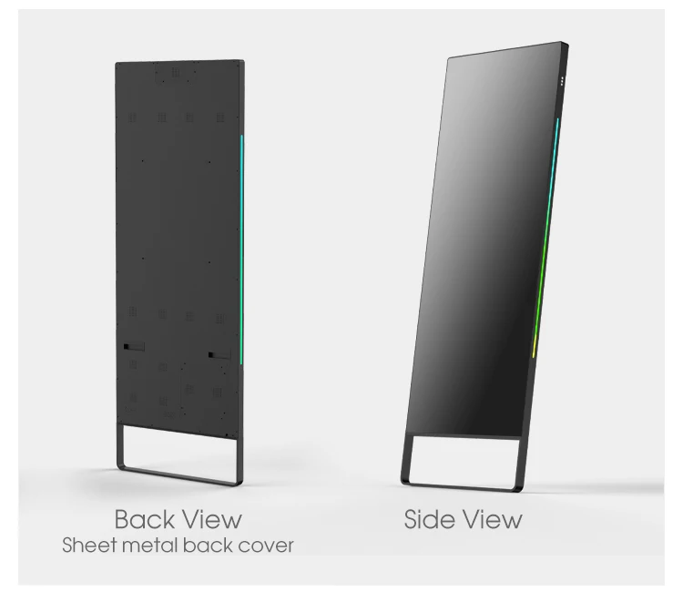 مرآة سحرية قائمة على الأرض من VETO، مرآة مناسبة للصالة الرياضية تعمل باللمس التفاعلي وأندرويد رفيعة للغاية