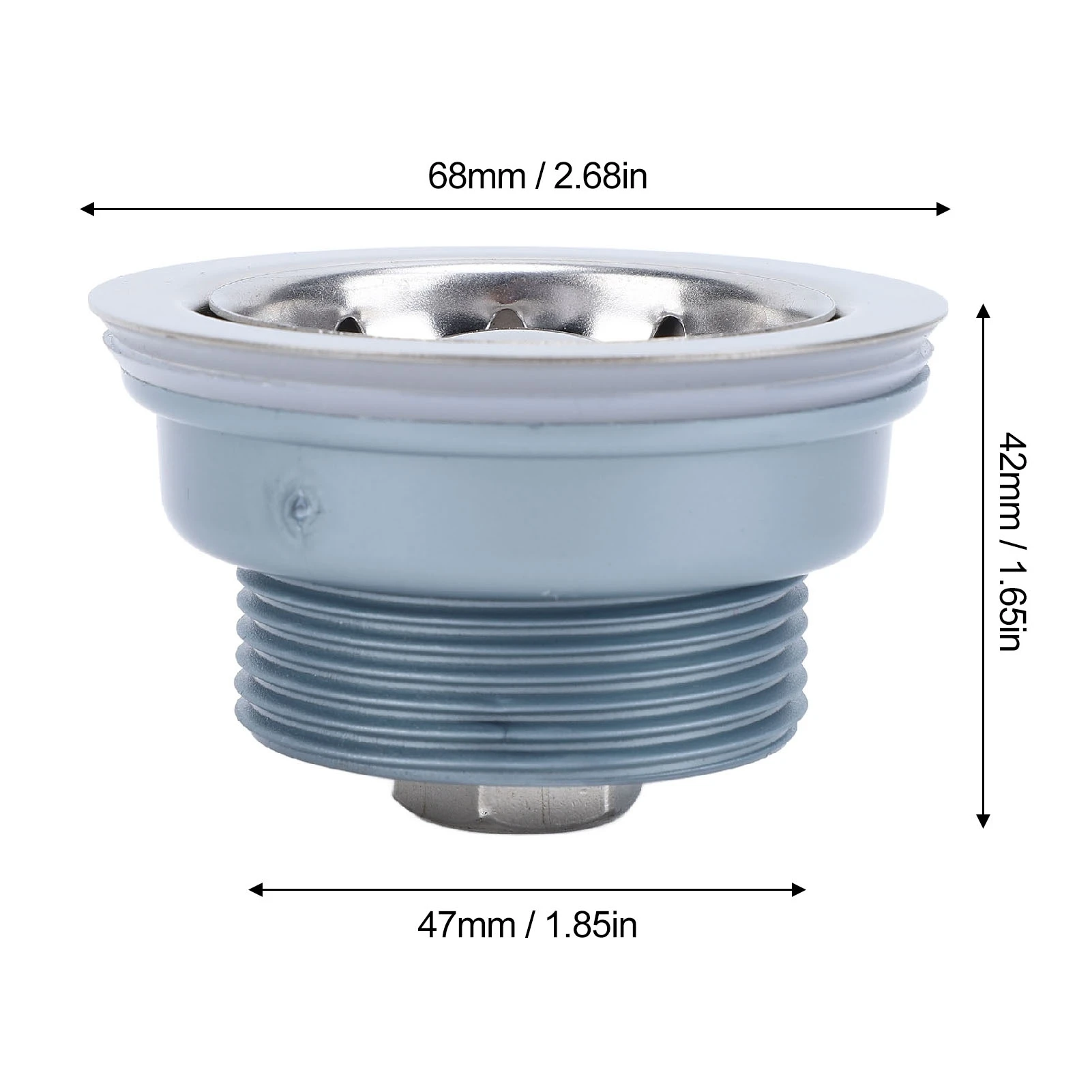 Sink Drain Assembly Mirror Polished RV Stainless Steel Kitchen Drain with Strainer Stopper for Sink with 52mm Opening