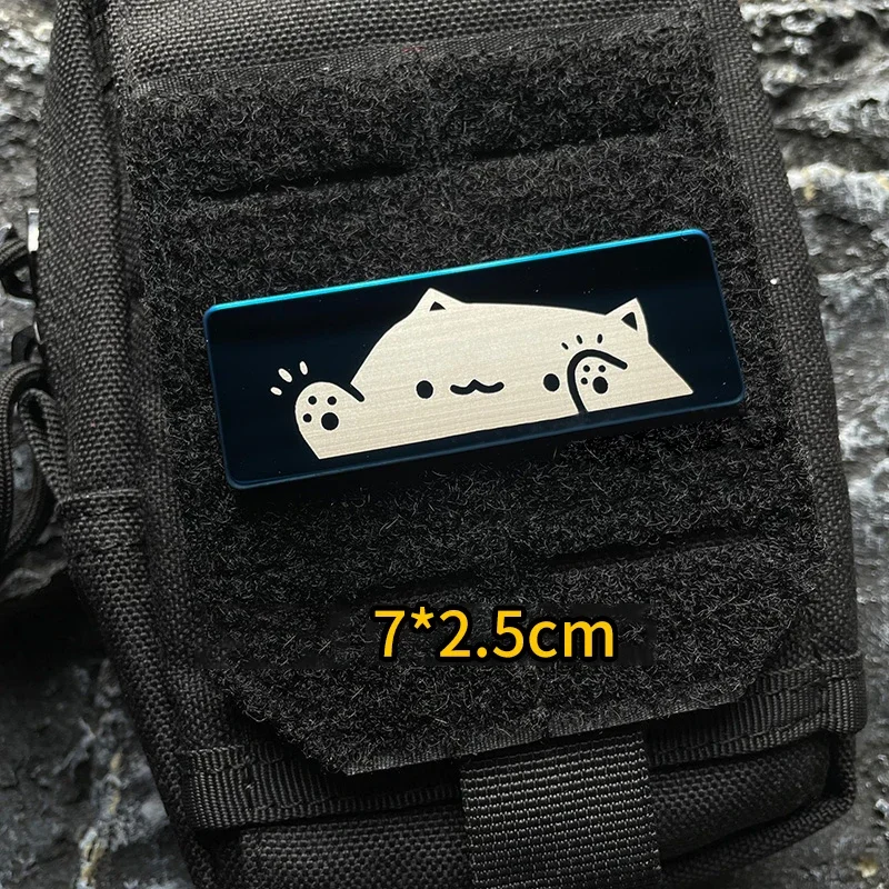 Metal Cute Cat Morale Badge Creative Cartoon Cat Patches Klett Tactical Armband Hook&Loop Emblem Outdoor Backpack Accessory