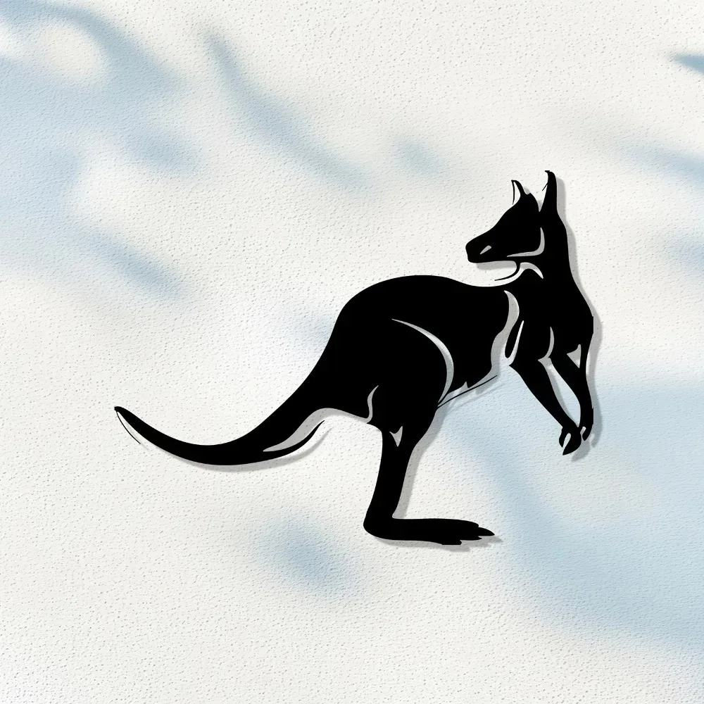 1pc Dynamic Kangaroo Metal Wall Art Weatherproof Iron Sculpture Outdoor Patio Garden Decor
