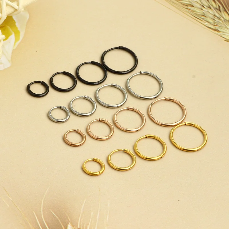 50pcs 1.6mm Thin Hoop Earrings Stainless Steel Earrings Cartilage Pop Tragus Helix Stud 16G 14G 1.2mm 20G Earrings For Women