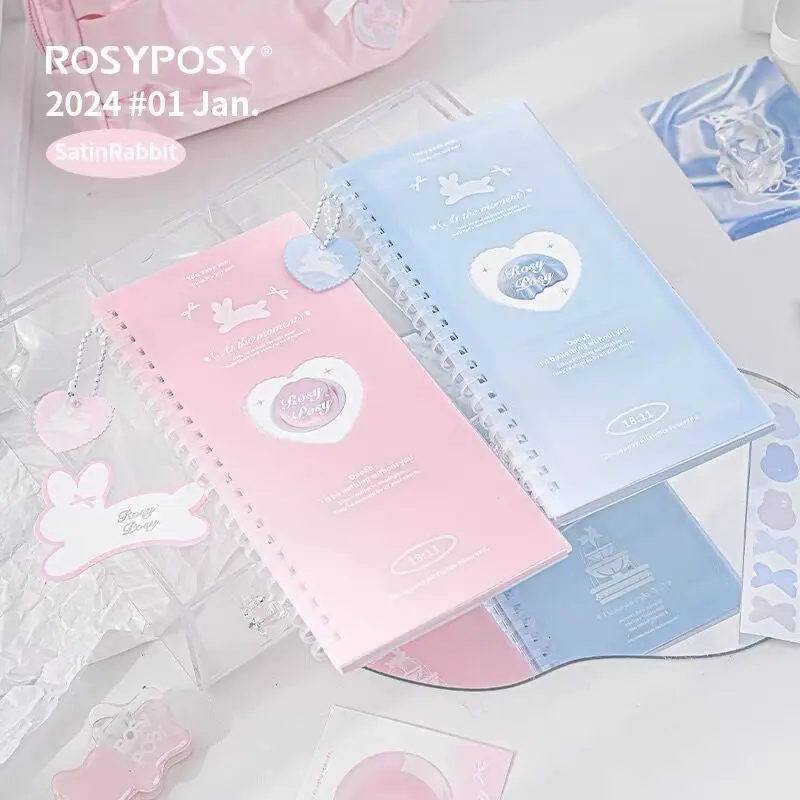 minkys bebe planejador kawaii ballet notebook pagina linha do livro livro de fotos papelaria escolar agenda diaria e semanal azul e rosa 01