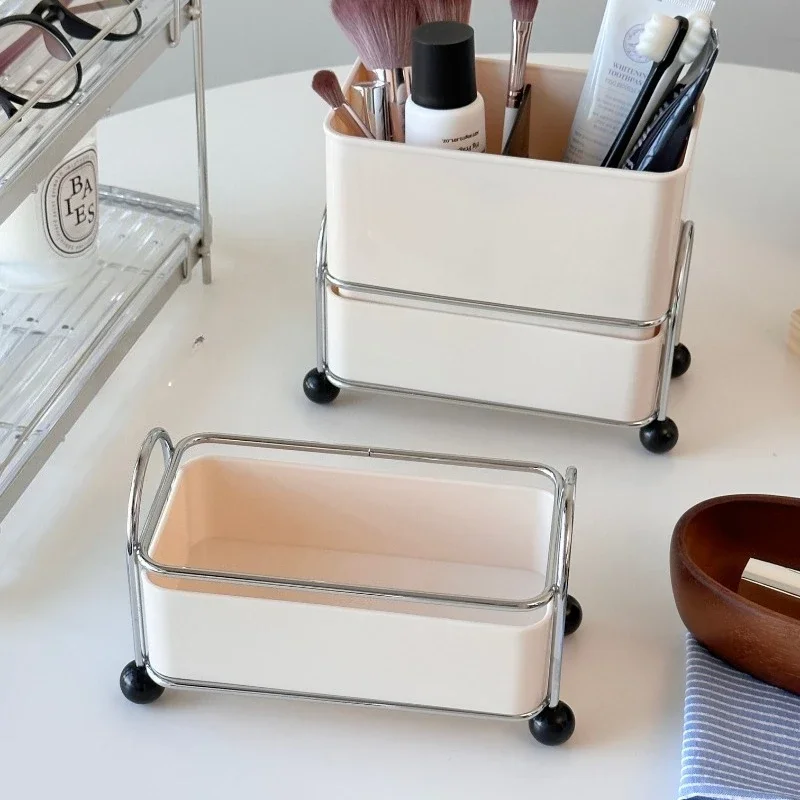 Double Layer Vanity Organizer, Water Drainage Cosmetic Storage for Bathroom Countertop, Multifunctional Desktop Display Shelf