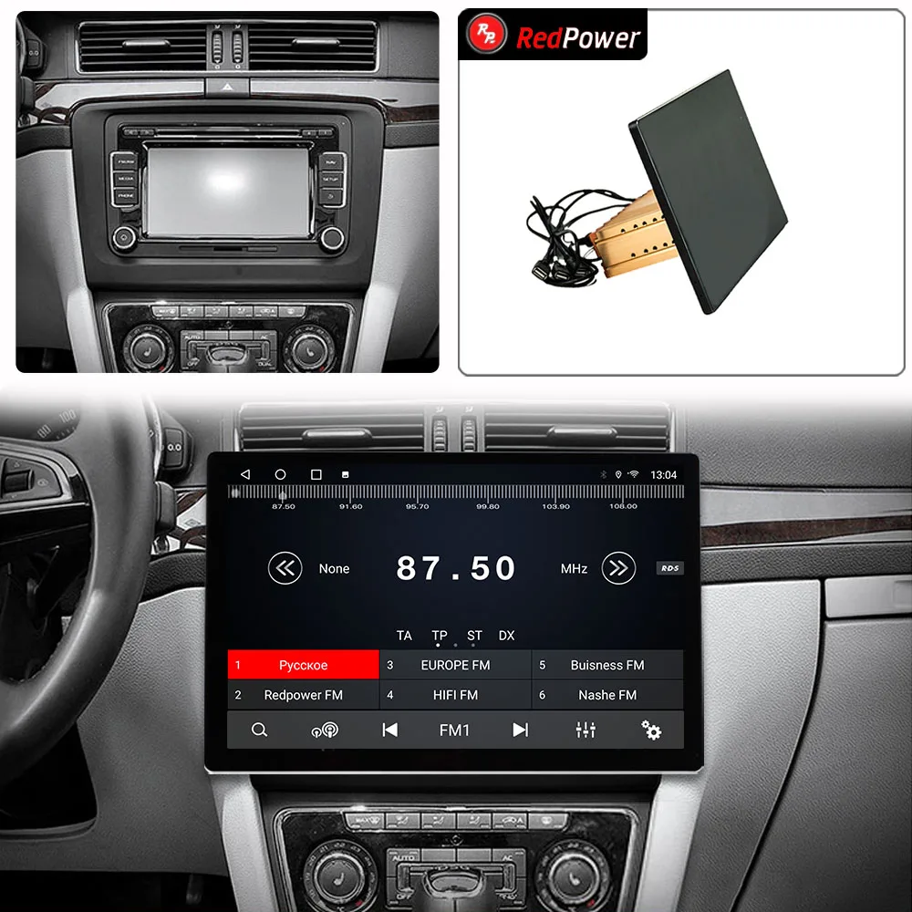 12.95 inch car radio redpower HiFi for Skoda Superb 2 B6 2008 2015 Android 10.0 DVD player audio video DSP CarPlay 2 Din