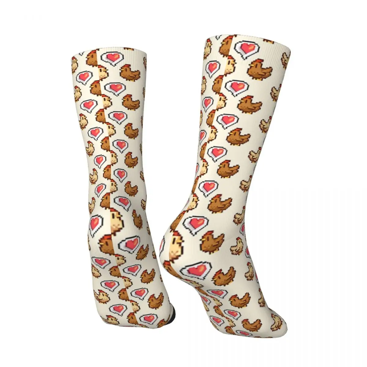 Men\'s Socks Stardew Valley Chicken Love Vintage Harajuku Cartoon Style Hip Hop Novelty Pattern Crew Crazy Sock Gift Printed