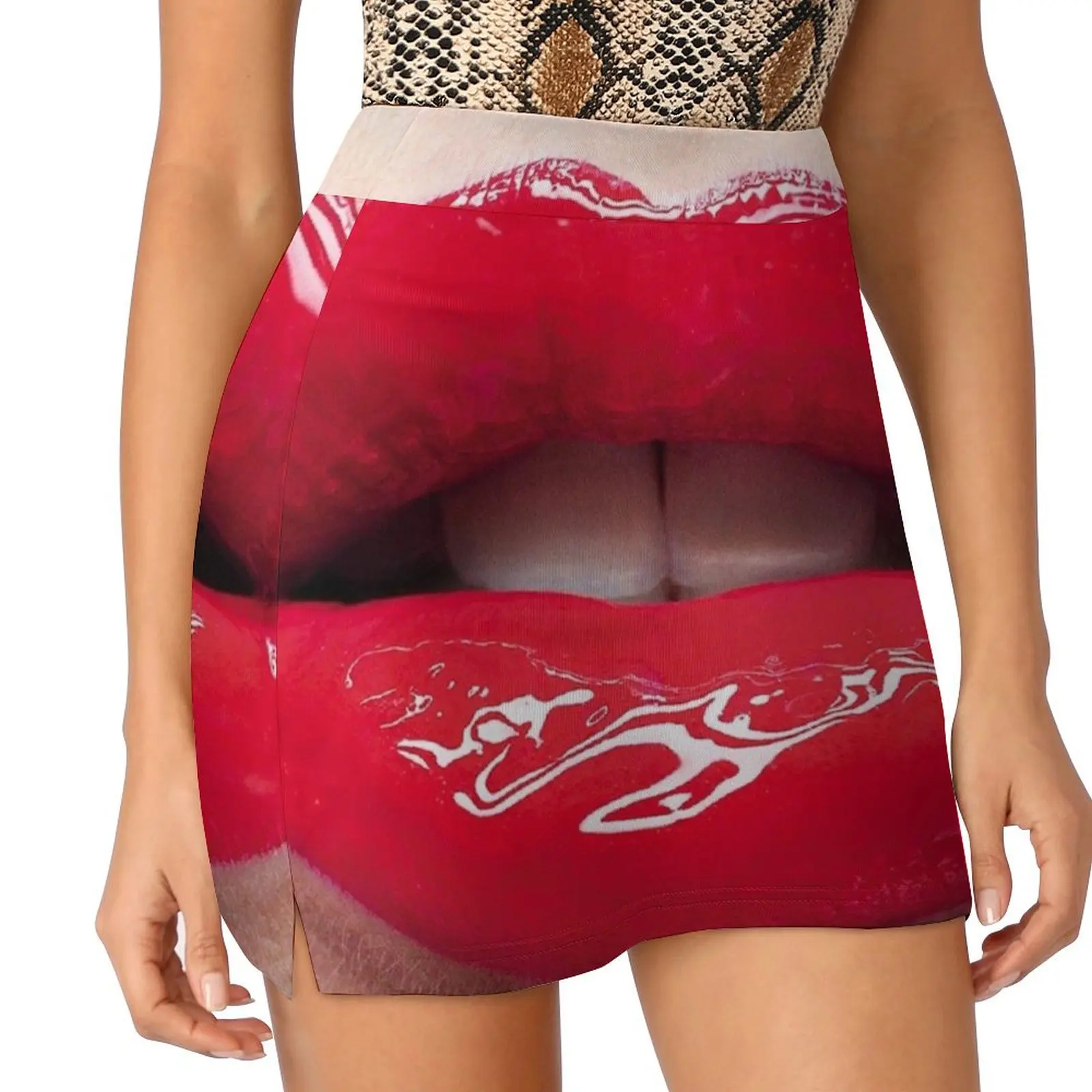 

sexy red mouth Mini Skirt fashion korean clothing Womens dresses
