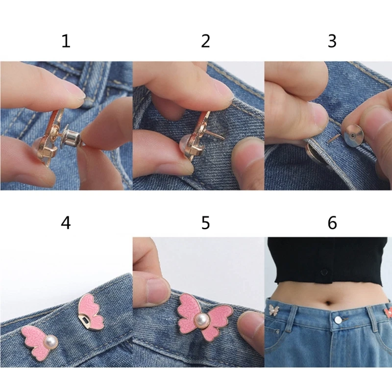 Detachable Jean Button Pin Adjustable Waist Buckle Pants Buckles Extender F3MD