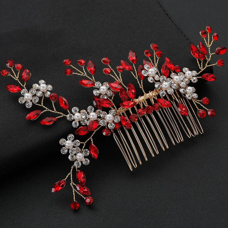 SLBRIDAL Handgefertigter Braut-Haarkamm mit Strass und Opal-Kristallen, Hochzeits-Kopfschmuck, Haaraccessoires für Brautjungfern und Frauen – Detail 6
