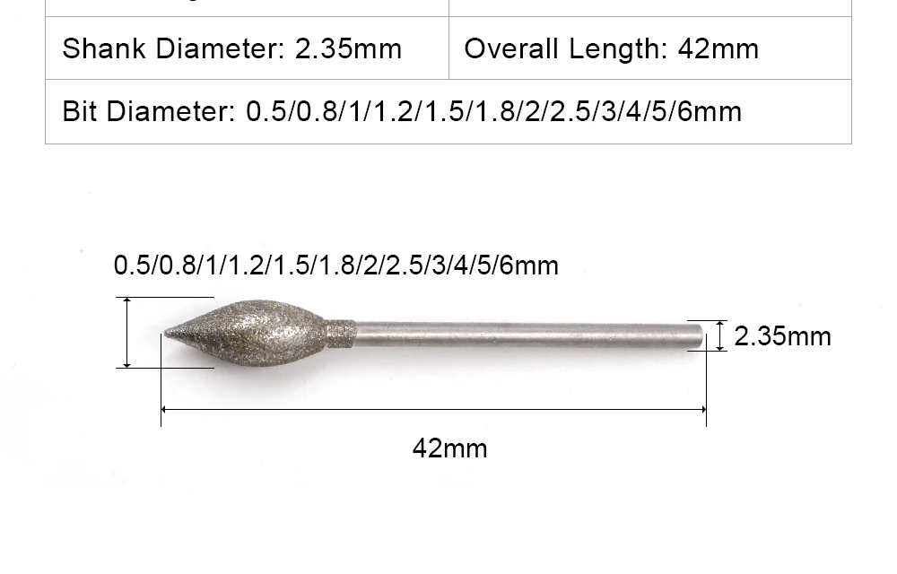 50/100 stücke J typ schaft 2,35mm Diamant Schleifen Grat Zähne Schleifen Bits Schleifen Punkt Jade stein Peeling Polieren Bits – Detail 3