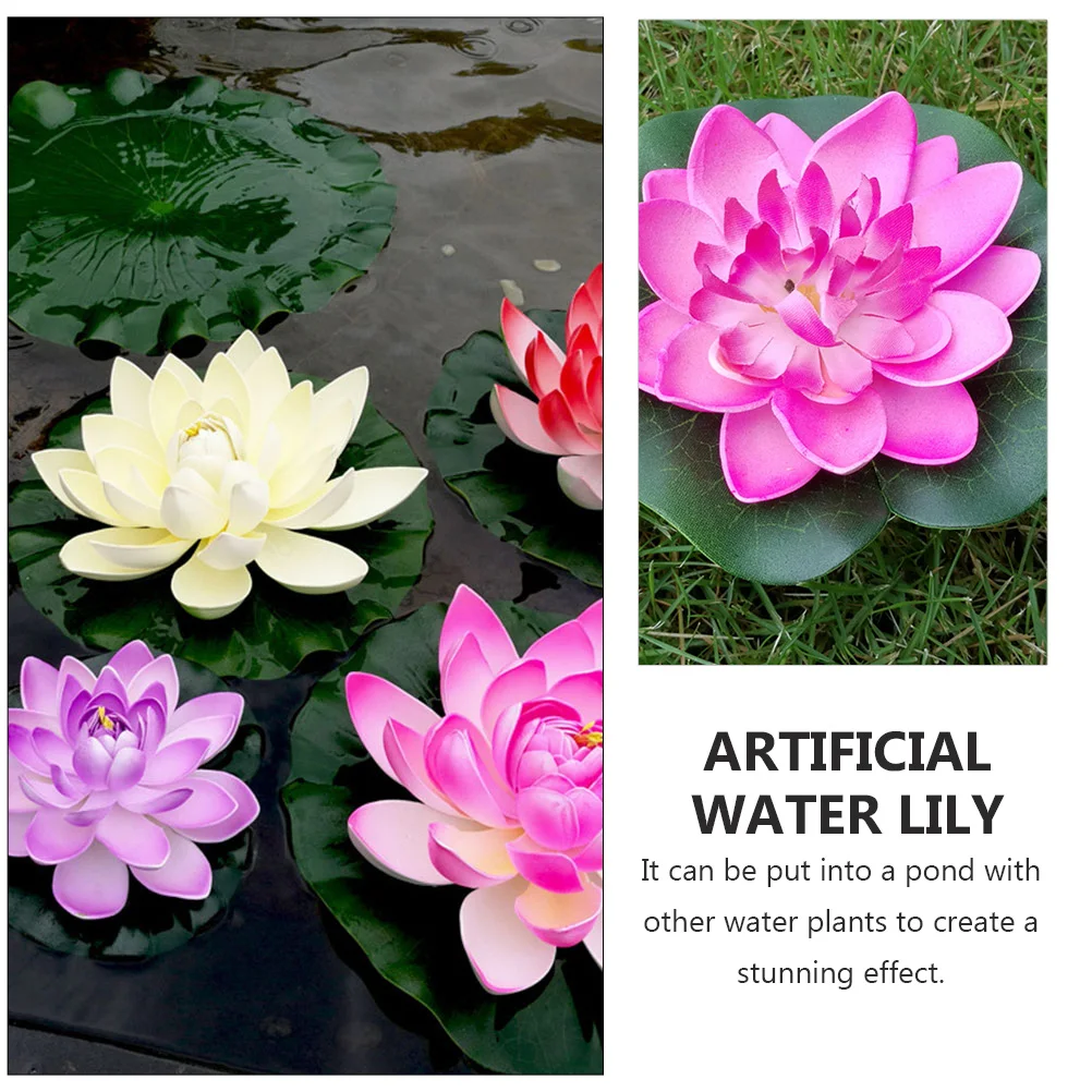 

15pcs Artificial Lotus Faux Plant Premium EVA Material Home Garden Decoration Floating Flowers Pond Plants Artificial Floating