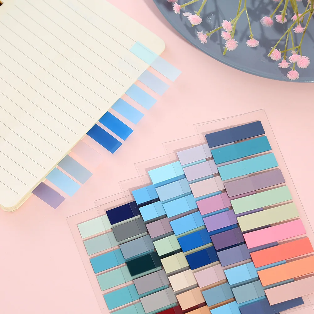200Sheets New Transparent Sticky Notes Color Creative Sticky Notes Book Morandi Index Sticker Memo Pad for School Office