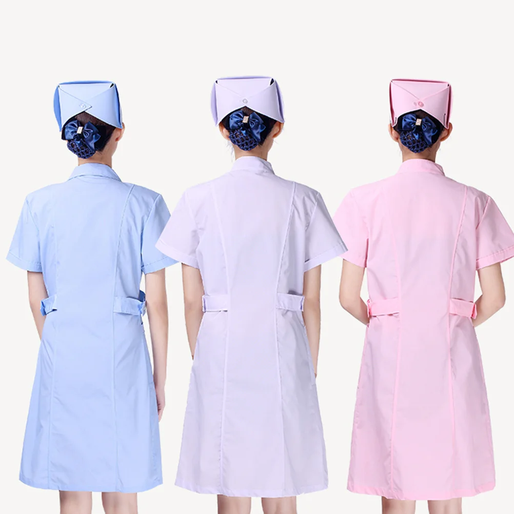 

Short Sleeve Nurse Uniform Cotton V-Neck Slim Design Workwear For Hospital Clinic Beauty Salon Lab Blue Xl Nursing Apparel