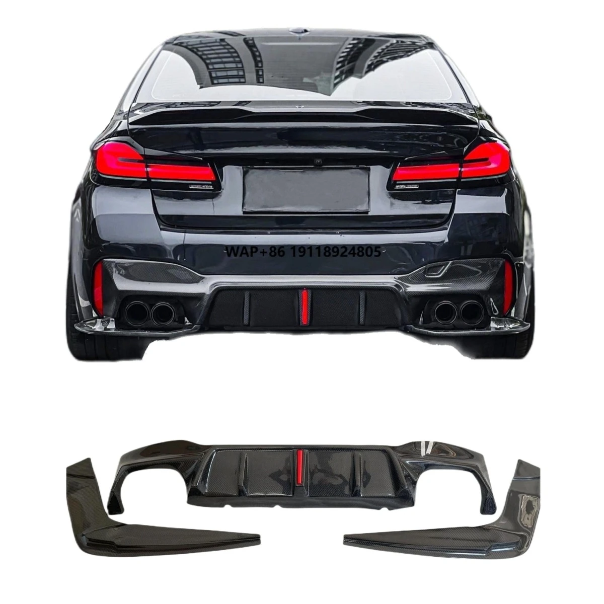 Rear Diffuser for  5 Series Upgrade G30 G38 Rear Diffuser Carbon Fiber Bodykit 3D Style
