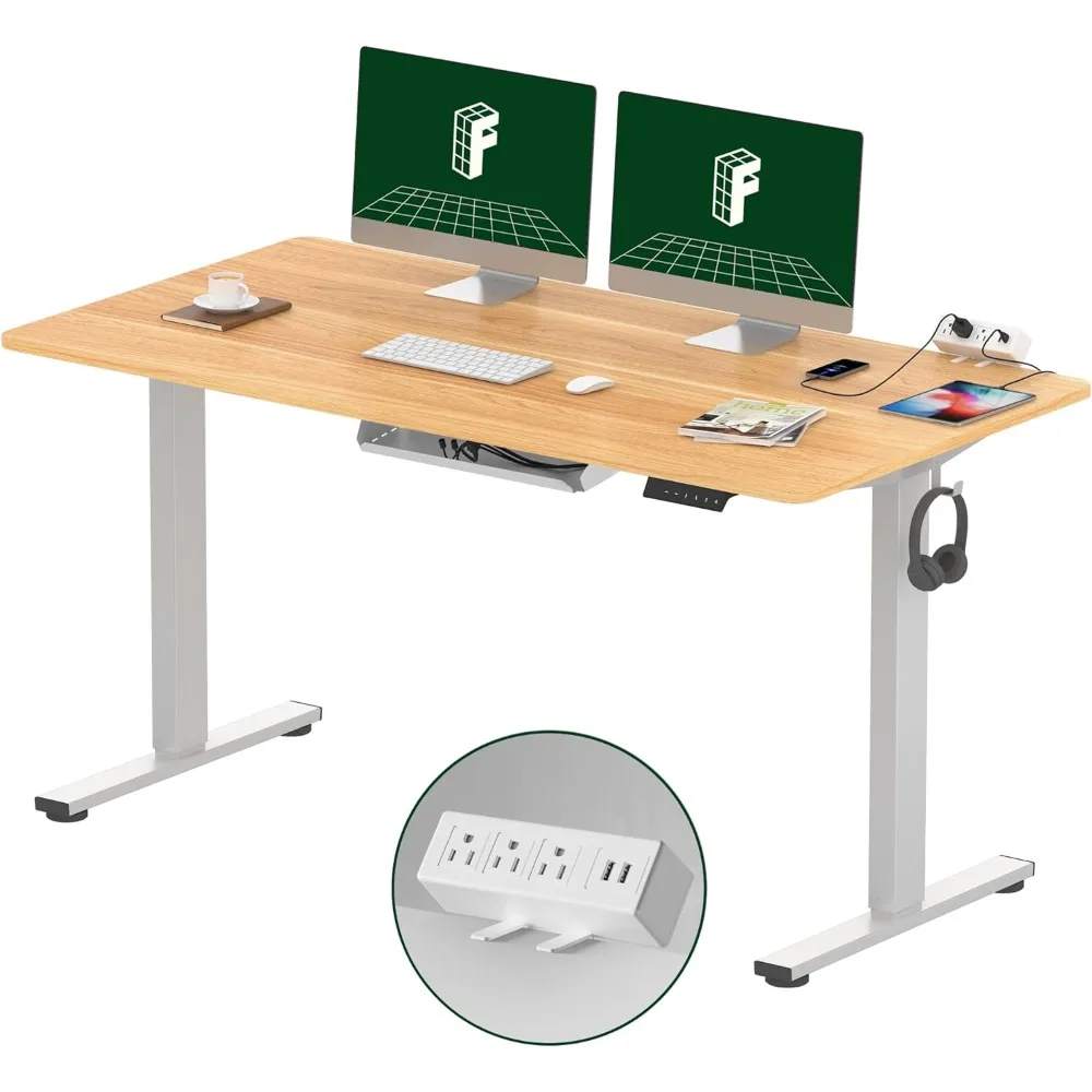 One-piece standing desk, 55 x 28 electric standing Height Adjustable desk (white frame + 55 