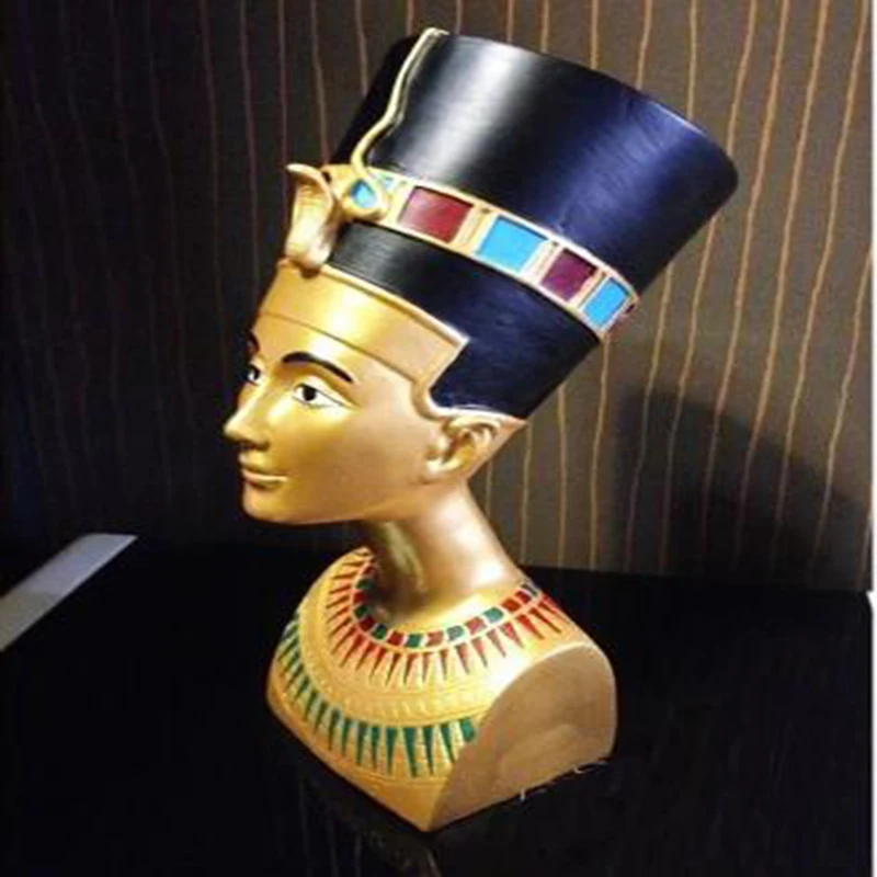 

NEW EGYPTIAN NEFERTITI FIGURINE CLEOPATRA STATUE HOME DECORATION RESIN CRAFTS ORNAMENTS ACCESSORIES EGYPT STATUETTE CRAFTS R1305