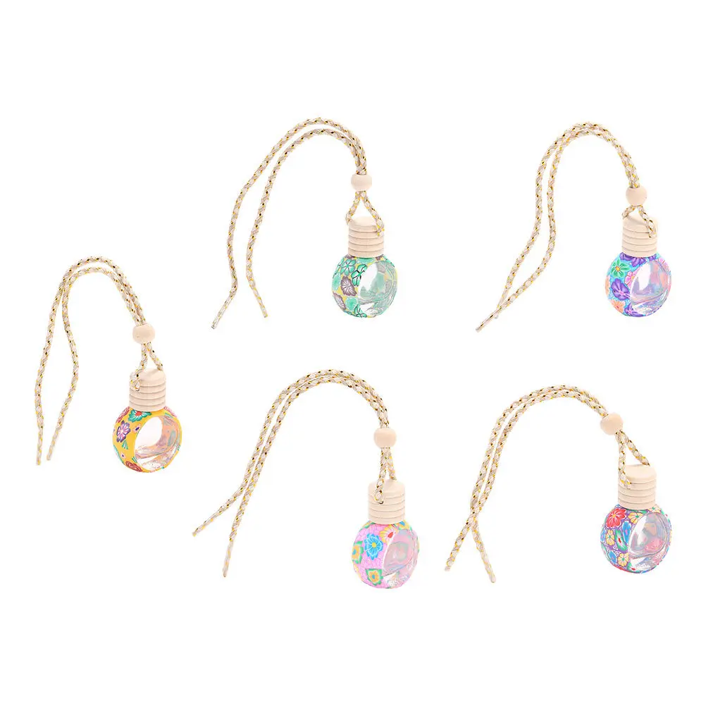 

5Pcs Car Hanging Perfume Bottle Pendant Aromatherapy Diffuser for Vehicle Air Freshening Car Decoration Accessory with Colored
