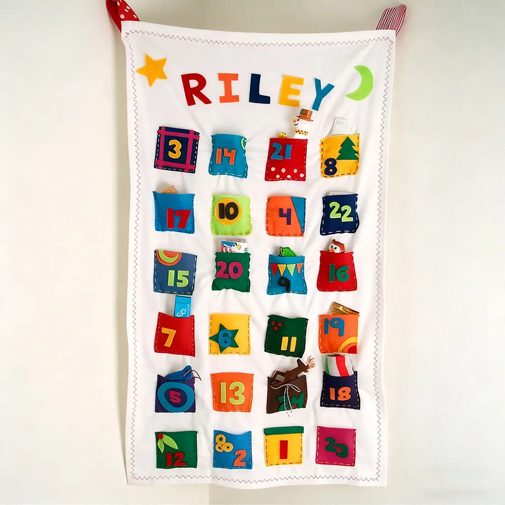 

Персонализированный Санта-трекер, Рождественский адвент-календарь, сумка обратного отсчета, праздничный домашний декор, уникальный эмоциональный праздничный подарок для семьи