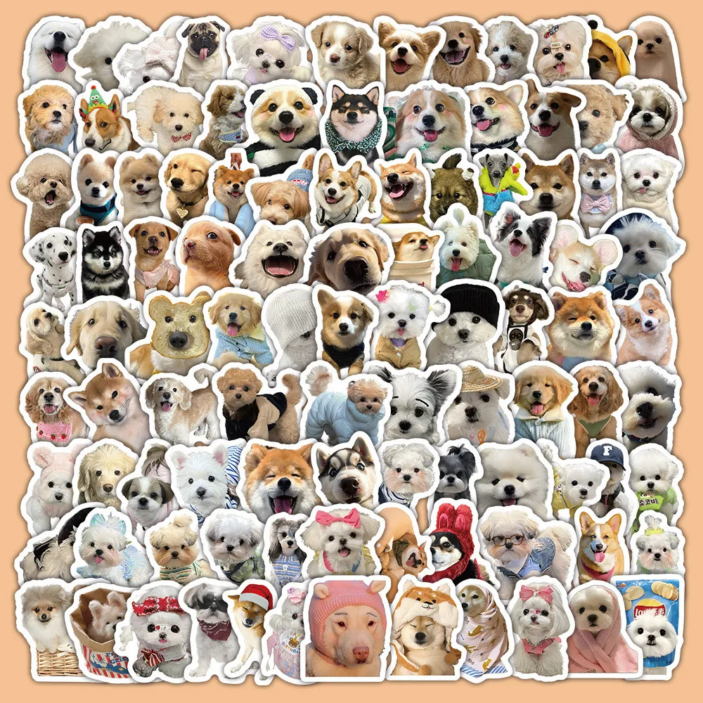 100PCS süße goldene Haare Teddy realistische Welpen Graffiti Aufkleber für Fahrrad Hand Konto Federmäppchen Aufkleber Anime Worlds Store