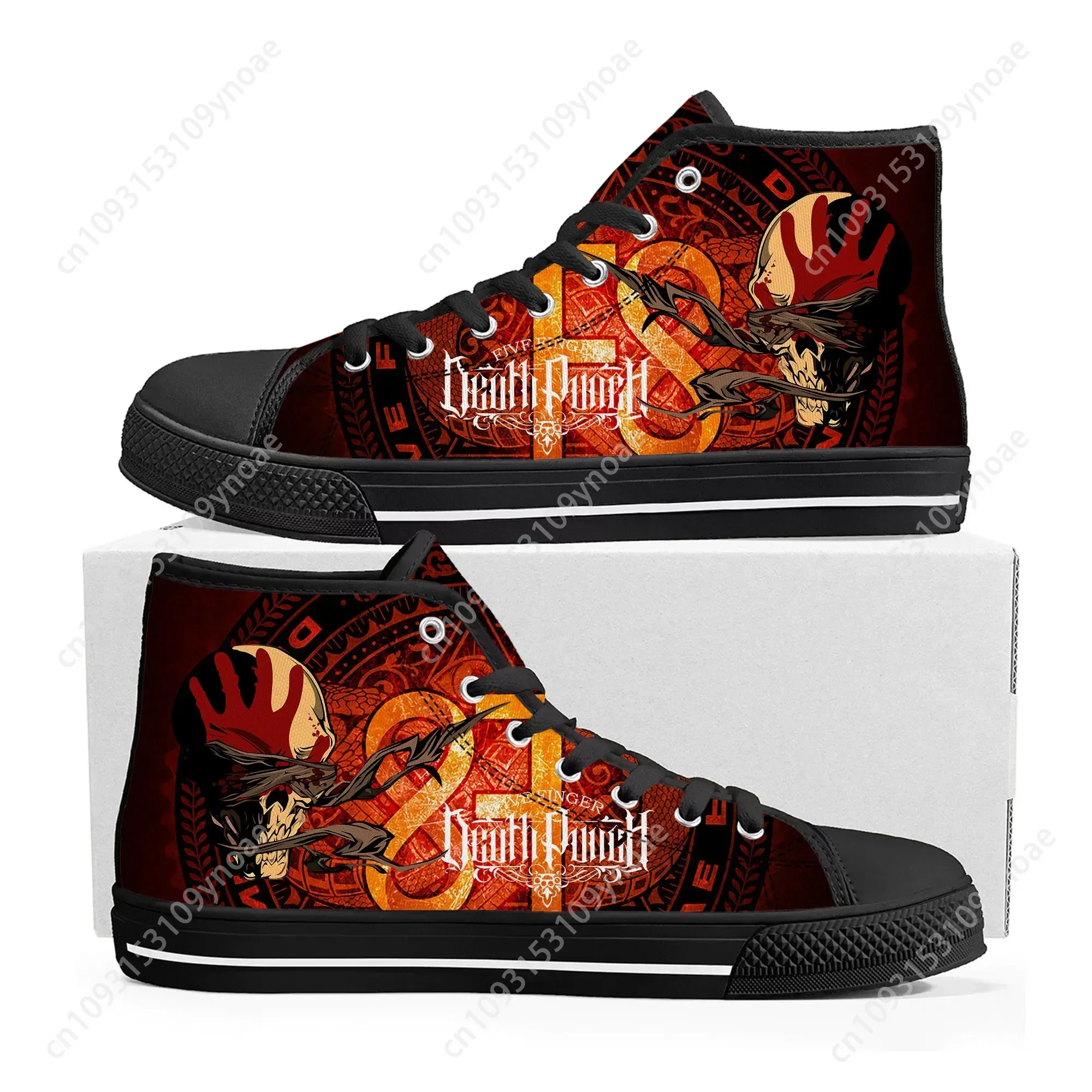 Zapatillas altas con cinco dedos Death Punch Band para hombre y mujer, zapatillas de lona de alta calidad para adolescentes, zapatos informales para parejas, zapatos personalizados