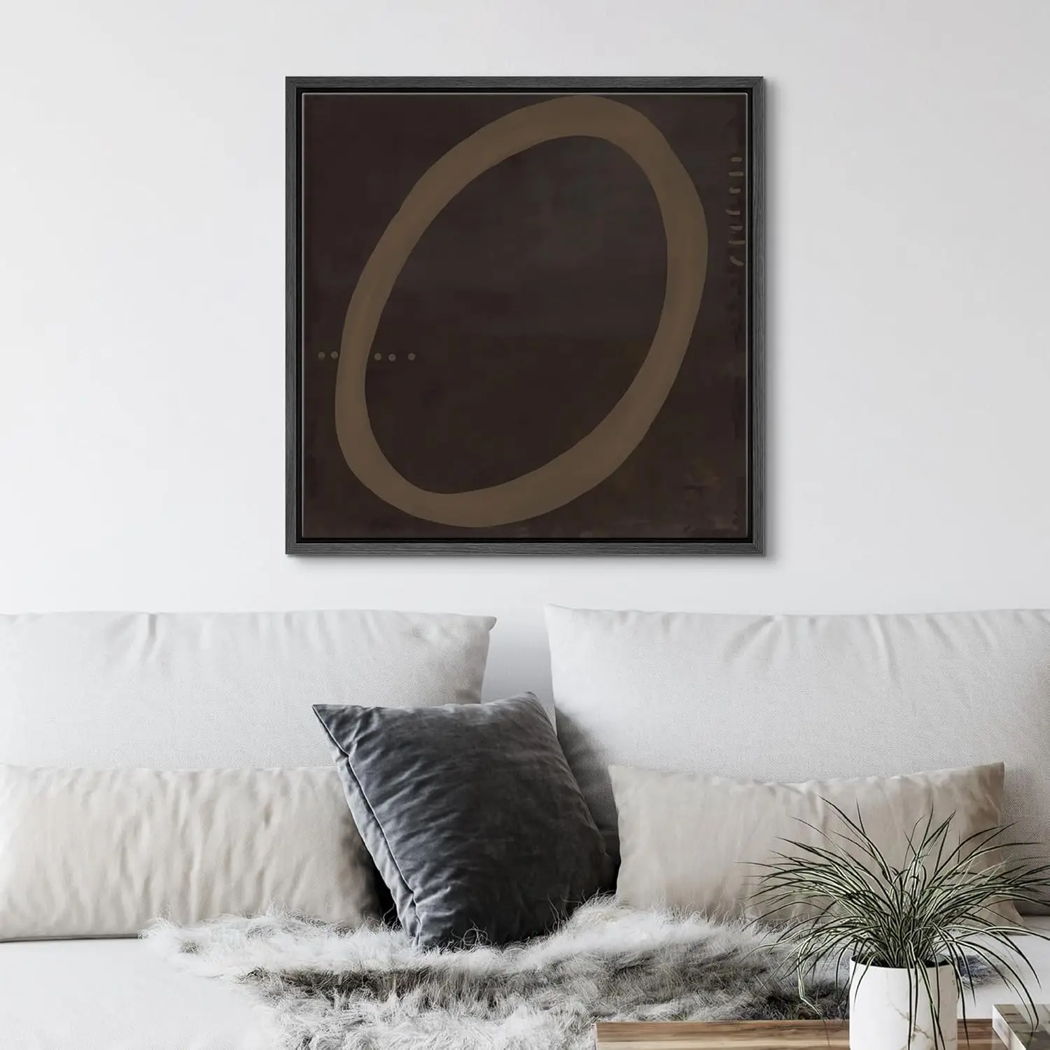 

Signwin Framed Canvas Print Wall Art Geometric Brown Tan Square Circle Abstract Print Set Grunge Landscape Modern Art