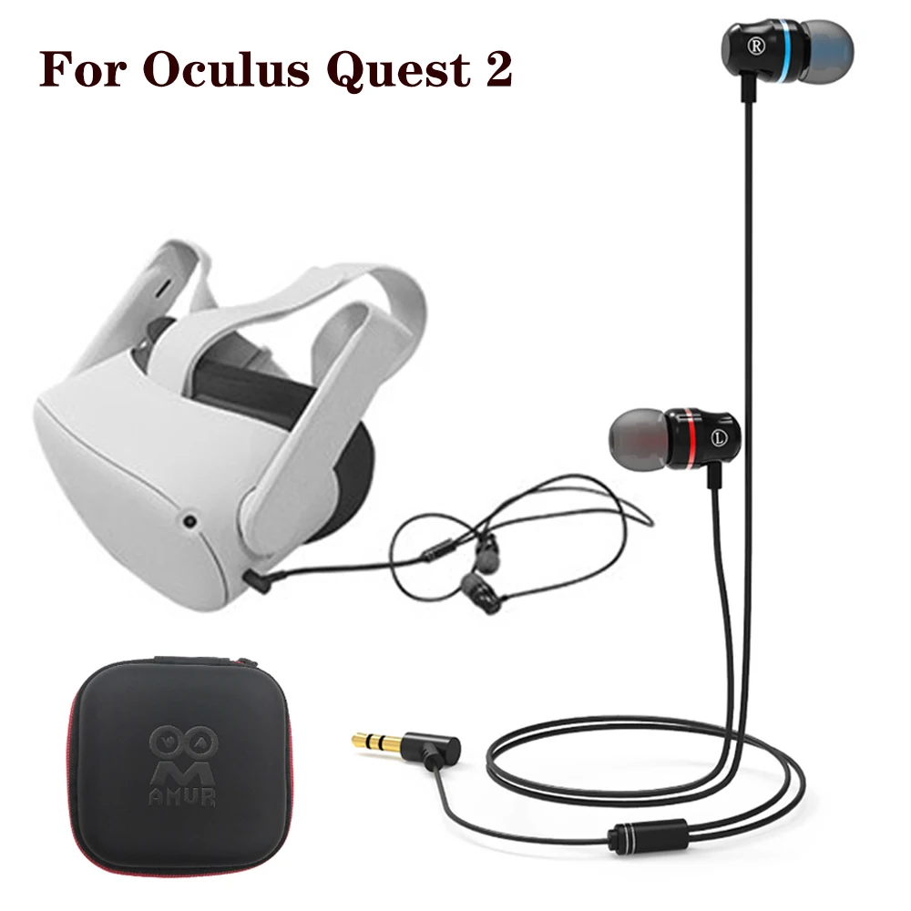 

VR Headphone For Oculus Quest 2 Headset Noise Reduction 3D 360 Degree Sound Enhance Game Experience Wire Earphone In-ear Earbuds