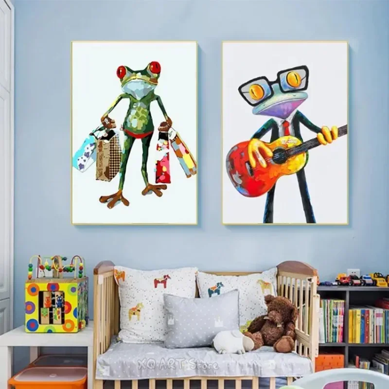 Cute Frog Graffiti Art Canvas Painting Abstract Animals Posters And Prints on Canvas Wall Art Picture For Home Living Room De