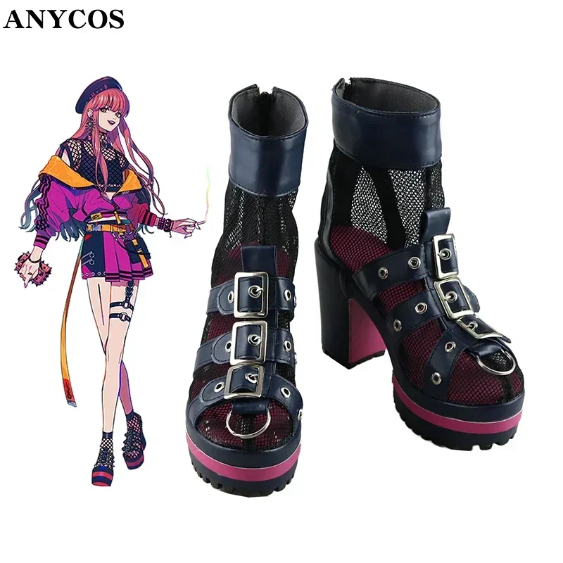 Game Paradox Live Anne Faulkner Cosplay Shoes Women Halloween Carnival Boots Cosplay Prop Black High Heel Sandals Custom Made