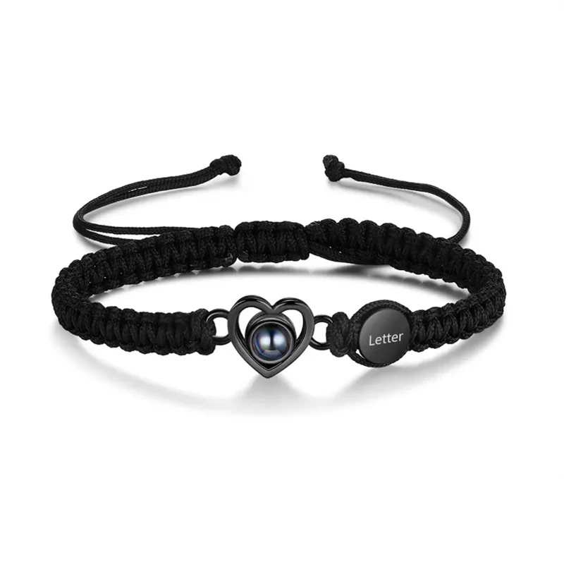 Gelang Foto Kustom, Gelang Huruf Kustom, Ukuran Dapat Disesuaikan untuk Semua Jenis Kelamin, Gelang Pasangan Gelang Tali Kepang, Perhiasan Foto Huruf