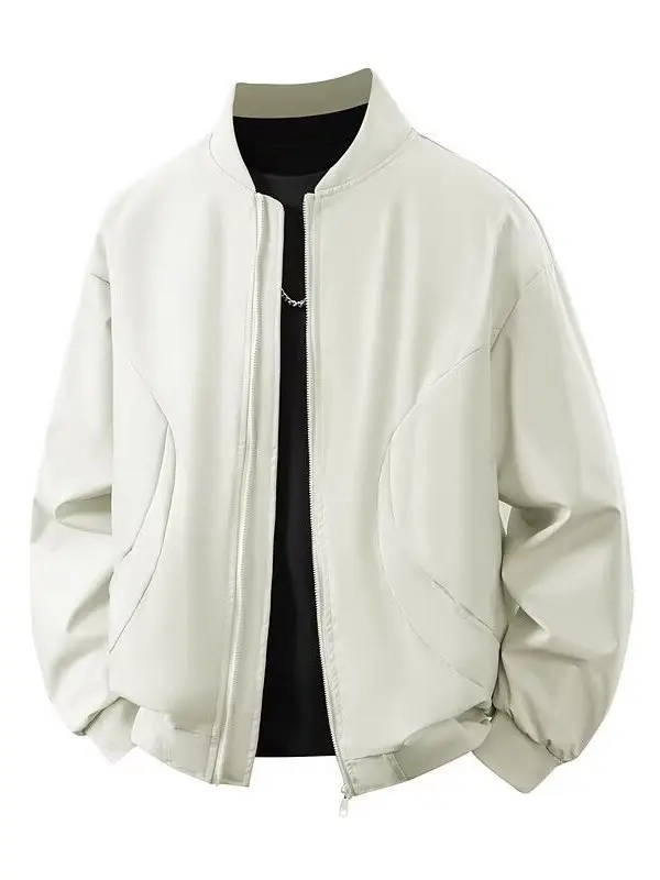 

Мужская свободная куртка на молнии с воротником-стойкой, осенне-зимняя универсальная верхняя одежда, ветровка, повседневная, в американском стиле, из полиэфирного волокна