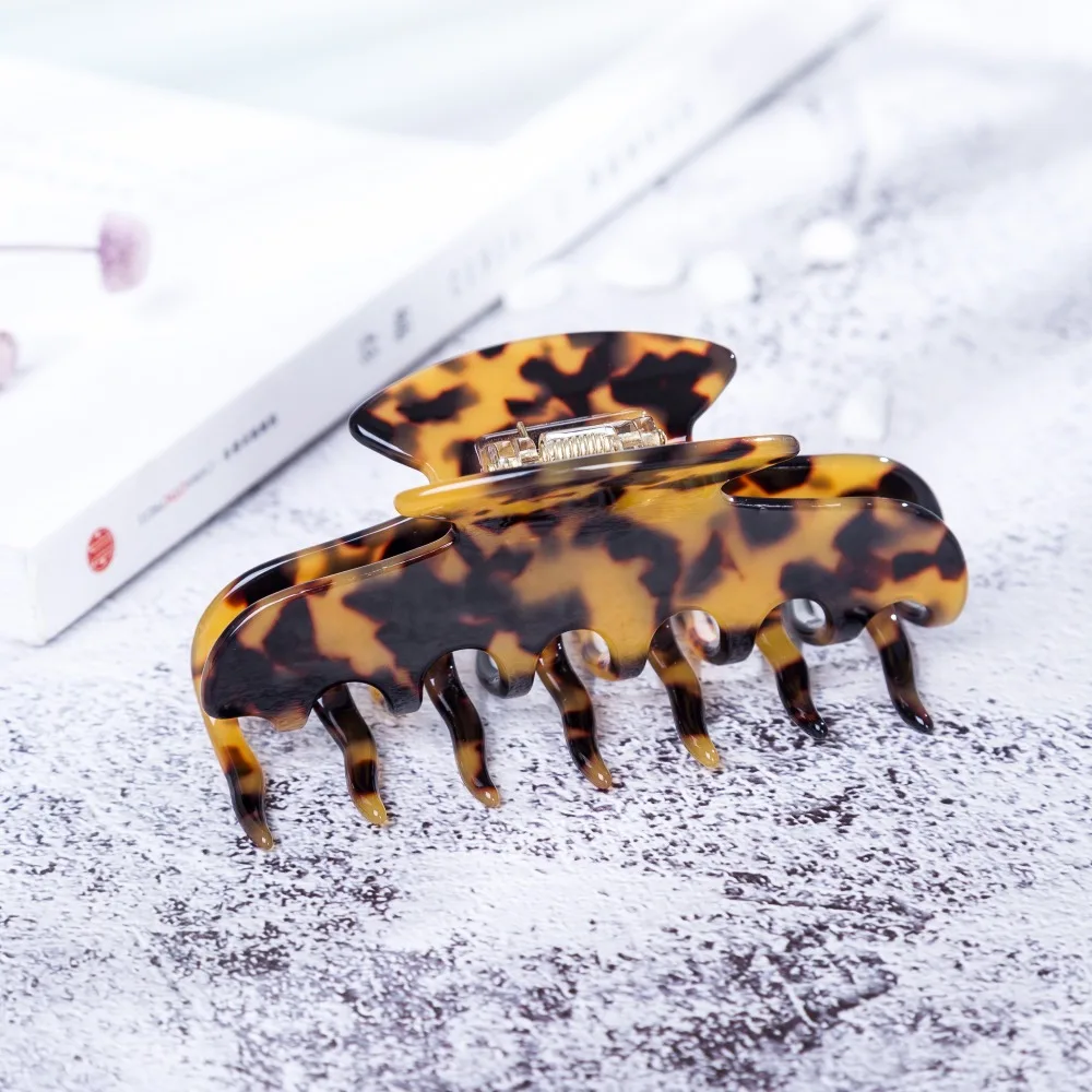 1 قطعة السليلويد 10 سنتيمتر مشبك شعر كبير فاخر اليدوية الفرنسية تصميم موضة السلحفاة شل اكسسوارات النساء مشبك شعر #5