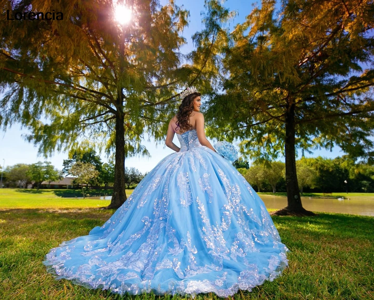 Vestido De quinceañera azul personalizado, vestido De baile con apliques De encaje y cuentas, corsé De cristal 2024, dulce 16 Vestidos De 15 Años YQD669