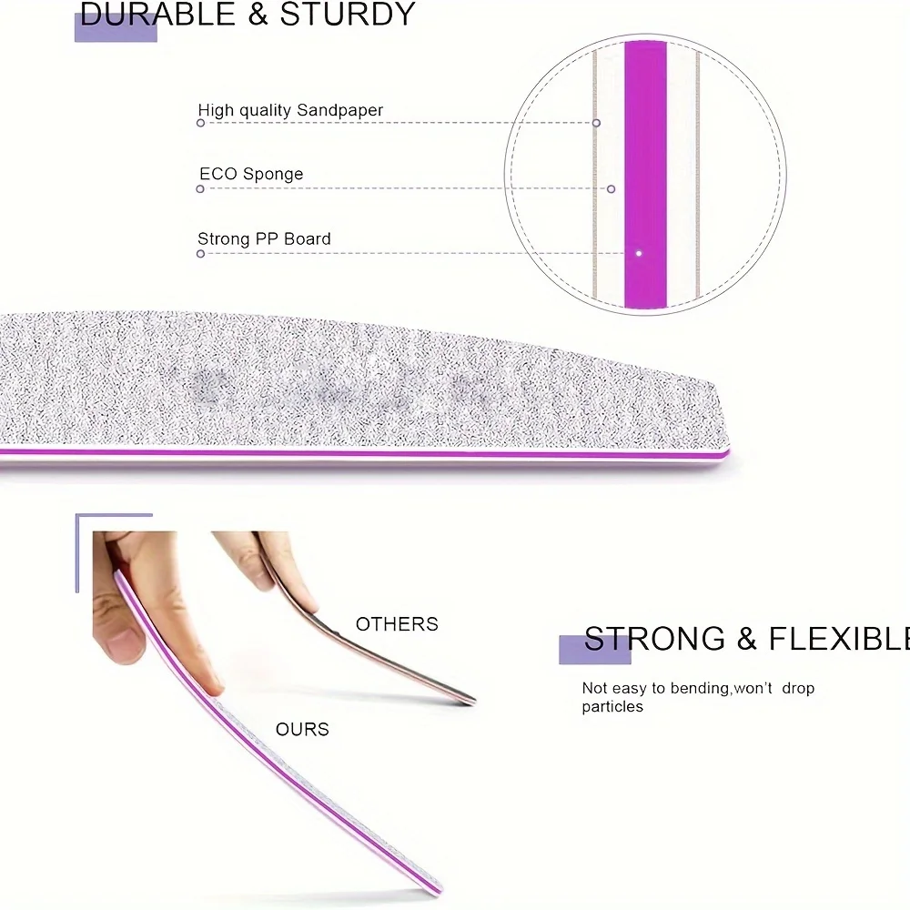 

5/10pcs Professional Double Sided Grey Sandpaper Nail File Strip Manicure Pedicure Mutil Shape Acrylic Nails File Tools