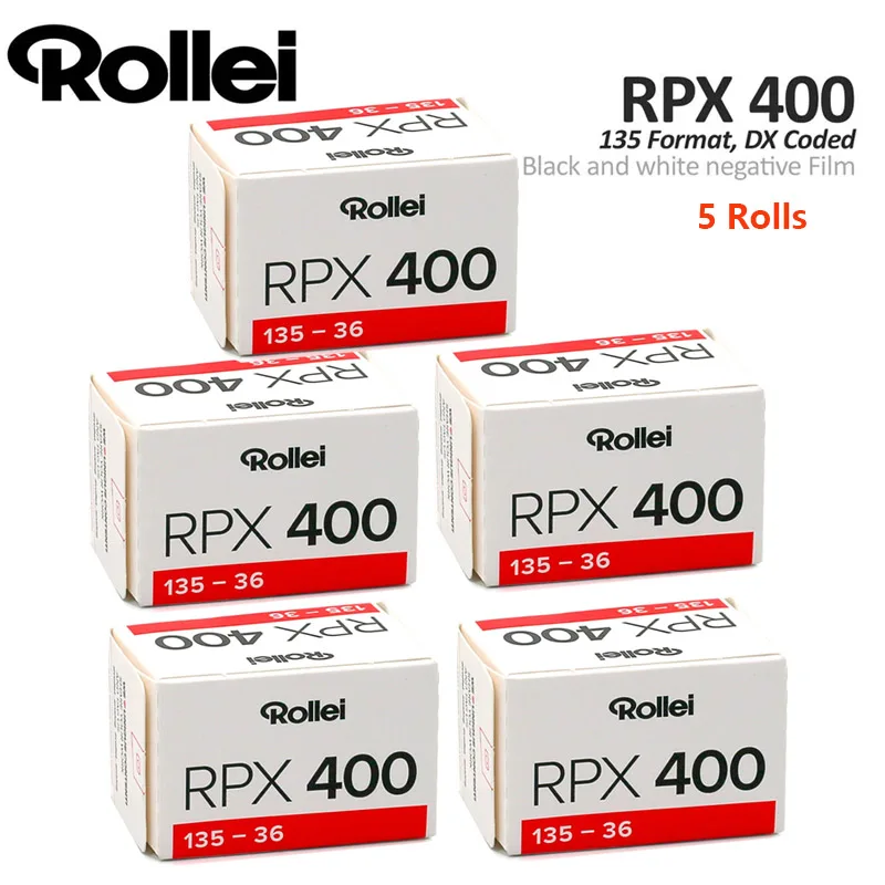 1/3/5 rollos Rollei RPX 400 135 Película negativa en blanco y negro de 35 mm (36 exposiciones/rollo) para cámara Kodak Film (Fecha de caducidad: 2027)