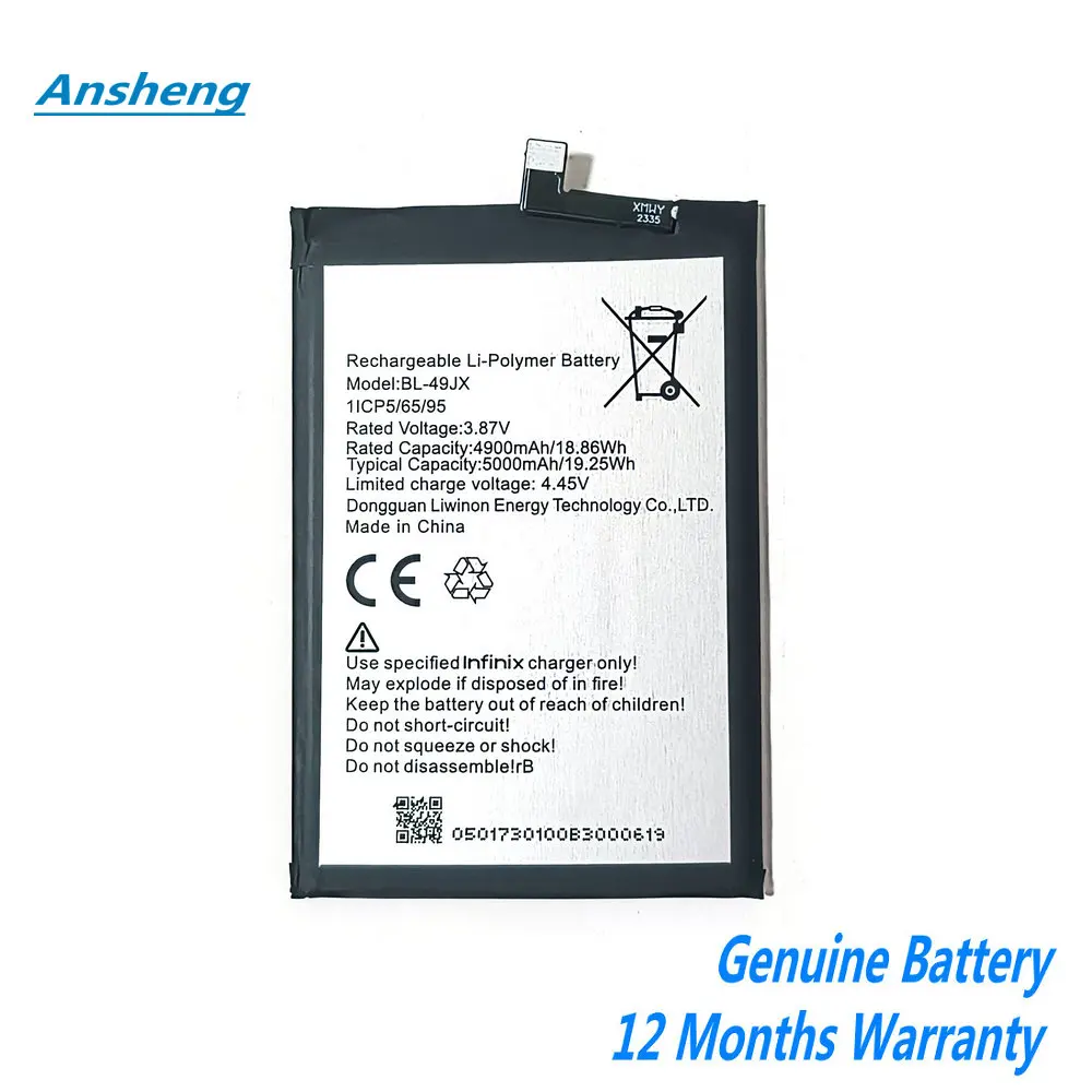 3.87V 5000mAh BL-49JX Battery For Infinix NOTE 10 PRO X695 X695C X695D NOTE 11 PRO X697 Cellphone