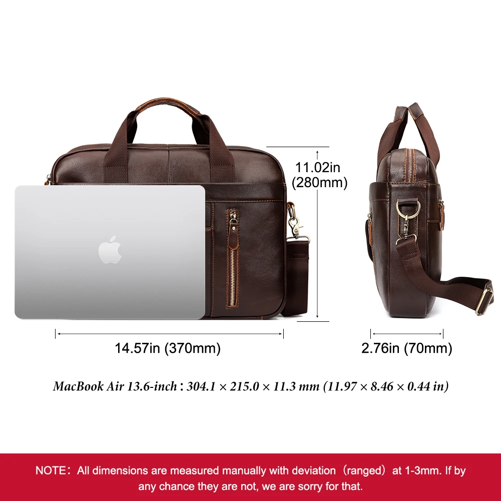 GZCZ Echtleder Herren Aktentasche Mode Oberschicht Leder Laptoptasche mit mehreren Fächern Business Schulter Messenger