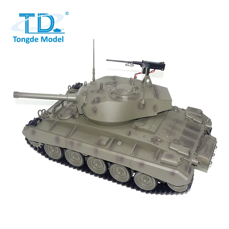 Tongde M24 Chaffee Light RC ถัง 1/16 อินฟราเรด Battle จําลองถังควันป้อมปืนหมุน 320 องศารีโมทคอนโทรลถังรุ่น