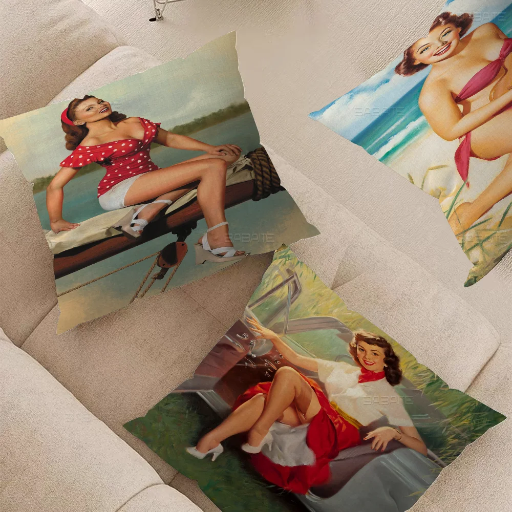 Boating Sexy Pin Up Girl Pillow Cover For Bedroom Room And Living Room Sofa Decorative Cushion Cover