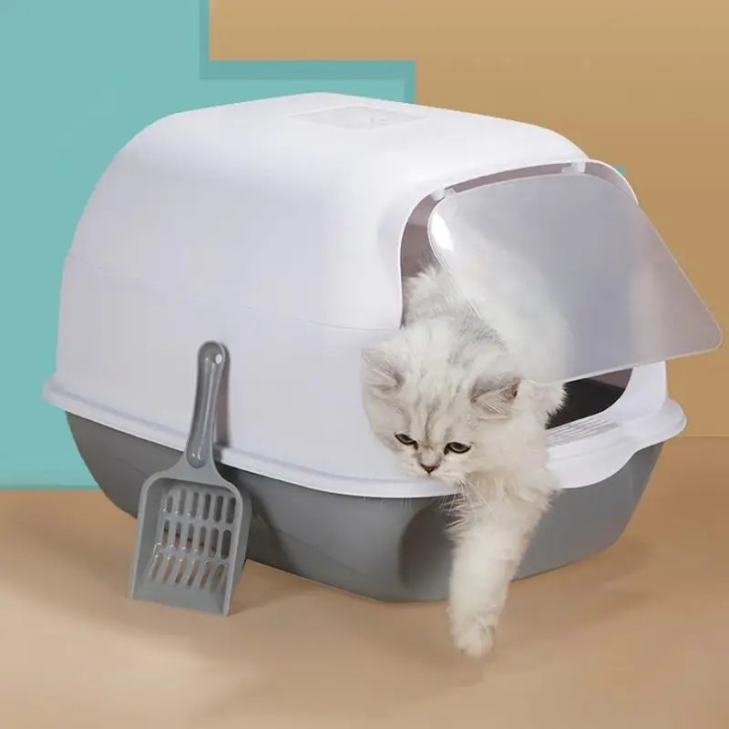 New Cat Litter Box Fully Enclosed Cat Toilet Anti-splash Flip Cover Semi-enclosed Cat Litter Box Pet Cleaning Supplies