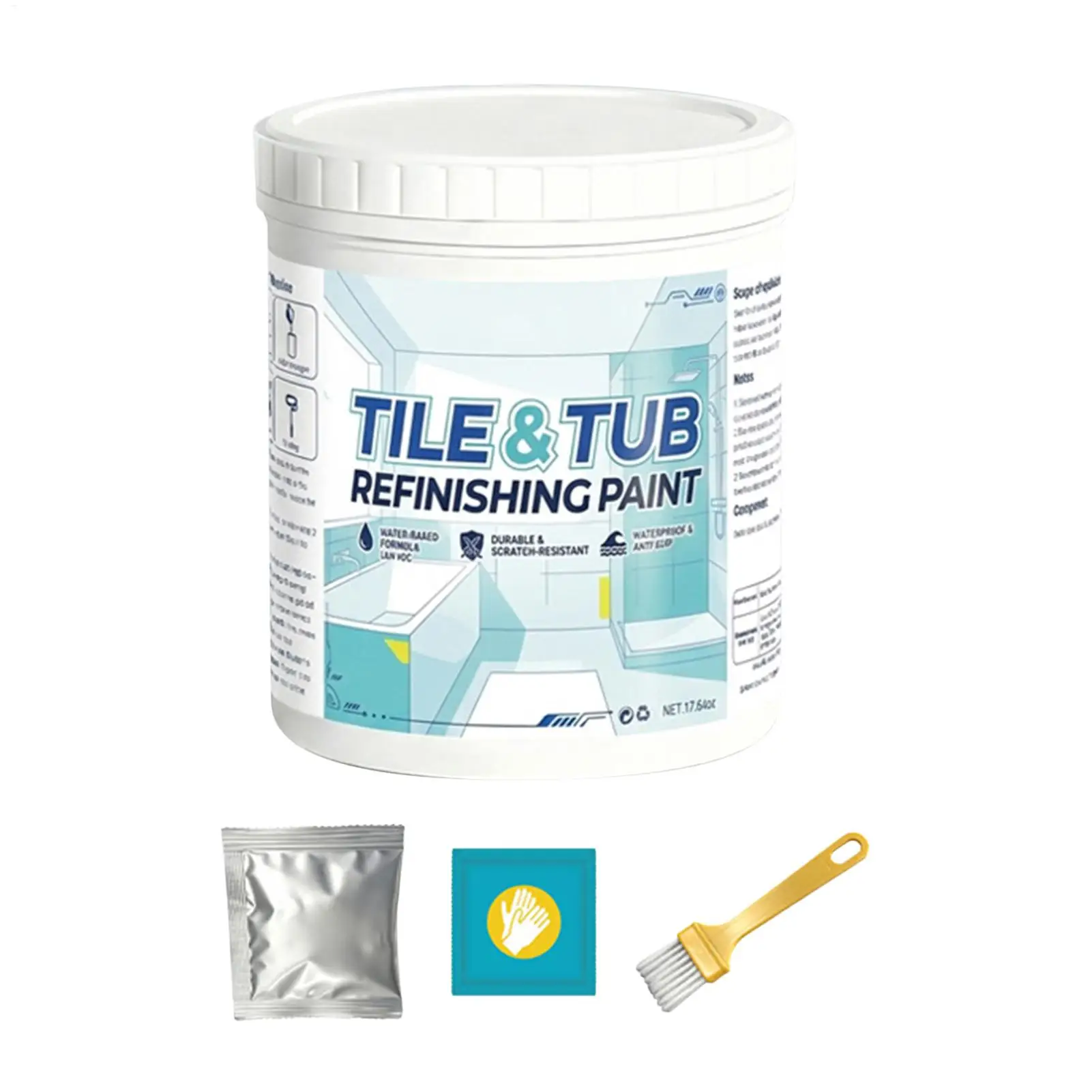 Tile Paint 500g Semi Gloss Waterproof Refinishing Coating for Sink Countertop Bathroom Kitchen Laundry Apartment Dormitory Hotel