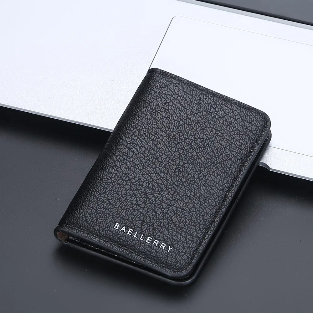 Baellerry Men's Slim Business Wallet RFID Blocking Compact Front Pocket 6+ Card Slots PU Leather