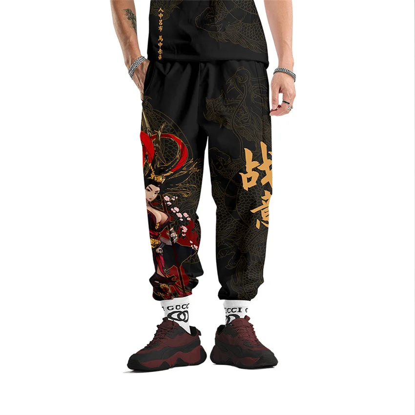 Cartoon Chinese Dragon Print Bodhi Sweatpants Women/Men Fitness Joggers Spring High Street Anime Trousers Fashion Pantst